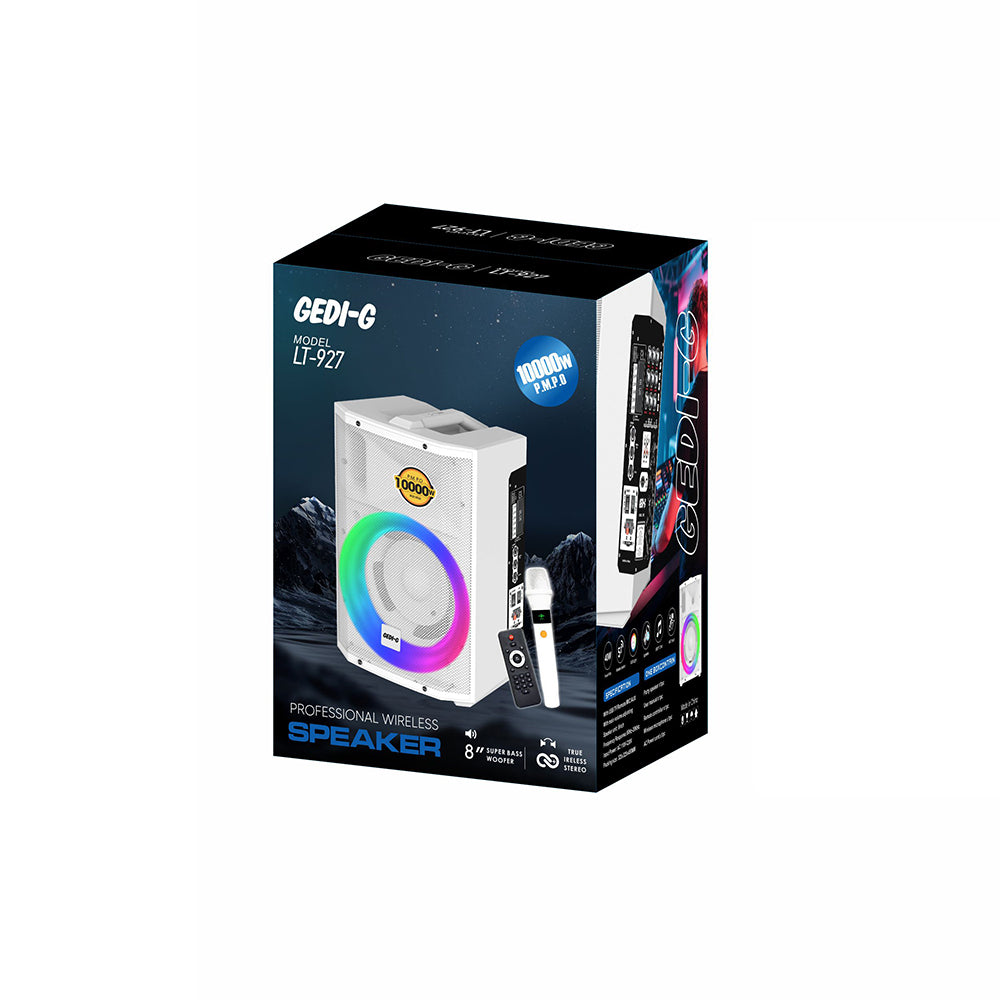 Zore LT-927 Mikrofonlu RGB Işıklı Kumandalı Stereo Bass Kablosuz TWS Karaoke Hoparlör Speaker Beyaz