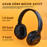 Zore M6 Plus Ayarlanabilir ve Katlanabilir Kulak Üstü Bluetooth Kulaklık Siyah