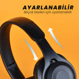 Zore M6 Plus Ayarlanabilir ve Katlanabilir Kulak Üstü Bluetooth Kulaklık Siyah