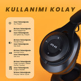 Zore M6 Plus Ayarlanabilir ve Katlanabilir Kulak Üstü Bluetooth Kulaklık Siyah