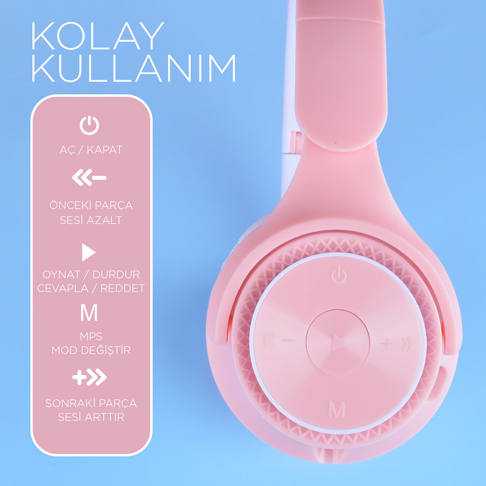 Zore M6 Pro Ayarlanabilir ve Katlanabilir Kulak Üstü Bluetooth Kulaklık Beyaz