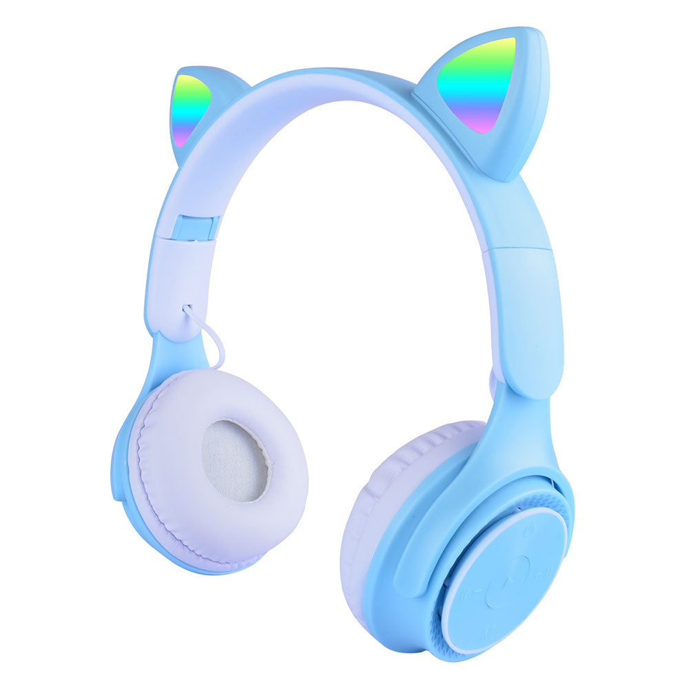 Zore M6 Pro Cat RGB Led Işıklı Kedi Kulağı Band Tasarımlı Ayarlanabilir ve Katlanabilir Kulak Üstü Bluetooth Kulaklık Beyaz