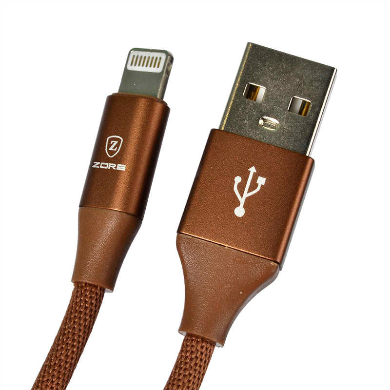 Zore Metal Uçlu Lightning Usb Kablo Kahverengi