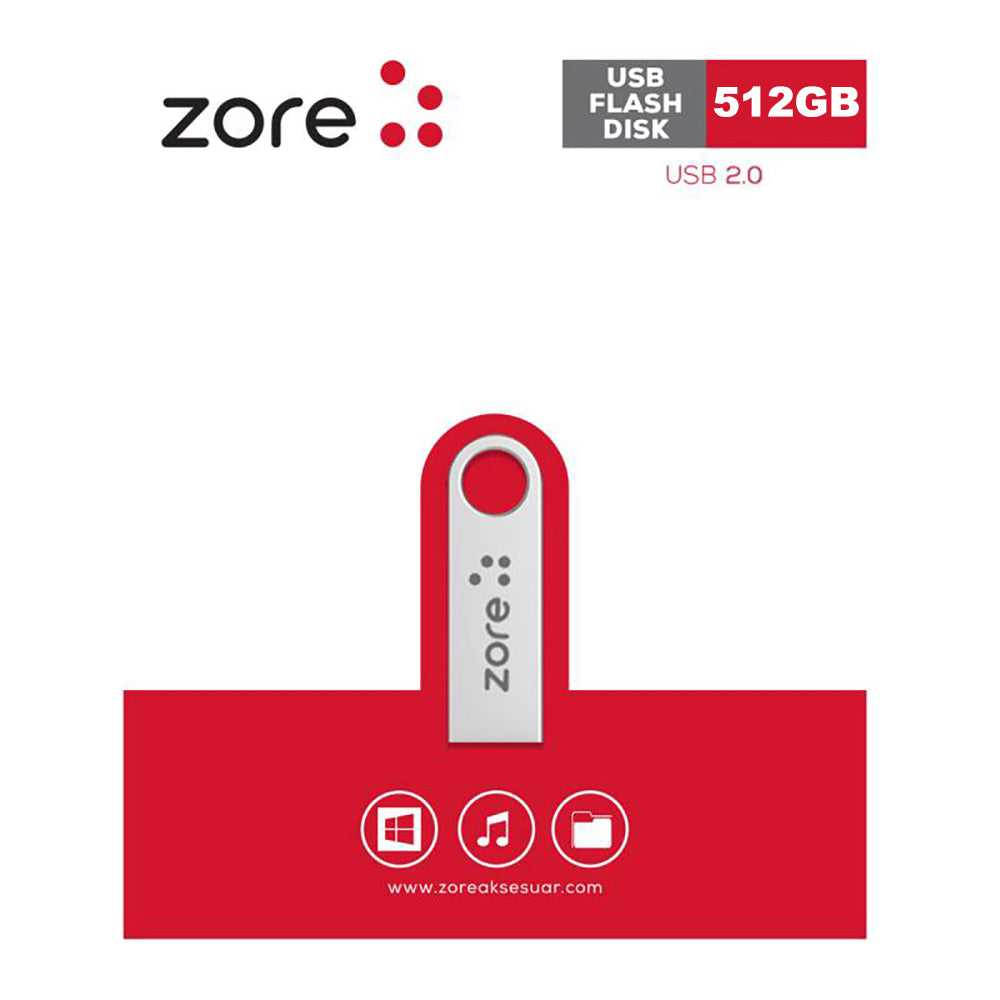 Zore Metal USB 2.0 Flash Disk 512GB Gümüş