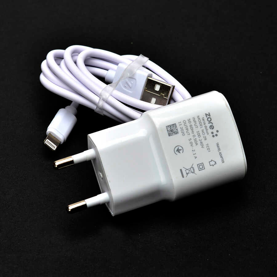 Zore Metro Serisi ZR-TC01 Lightning 2 in 1 Şarj Seti Beyaz