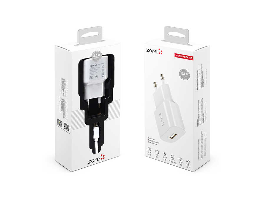 Zore Metro Serisi ZR-TC01 Type-C 2 in 1 Şarj Seti Beyaz