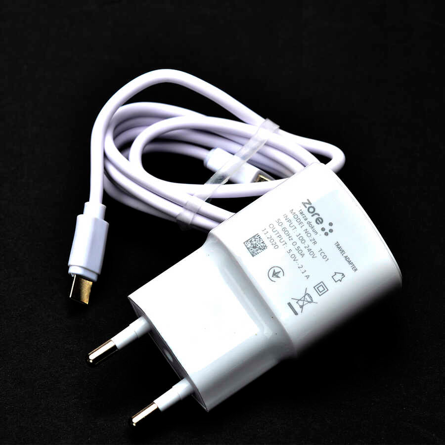 Zore Metro Serisi ZR-TC01 Type-C 2 in 1 Şarj Seti Beyaz