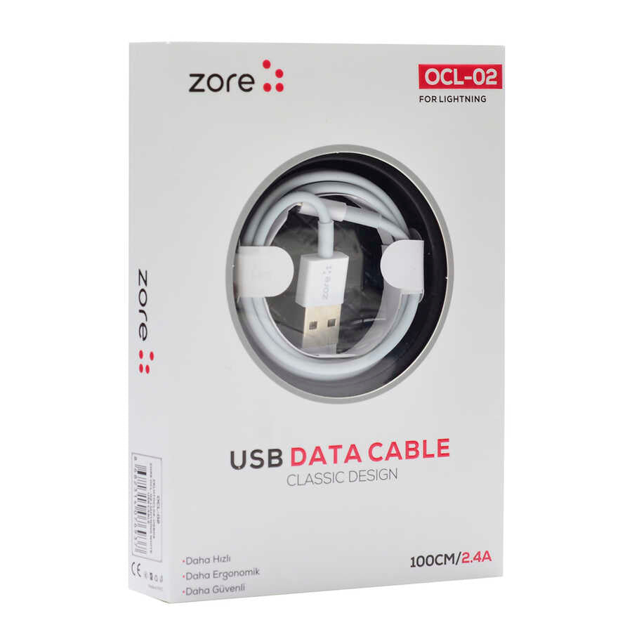 Zore OCL-02 Lightning Usb Kablo Beyaz