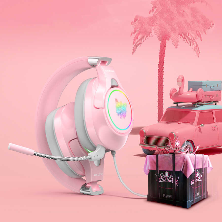 Zore Onikuma K15 Oyuncu Kulaklığı 3.5mm Pembe