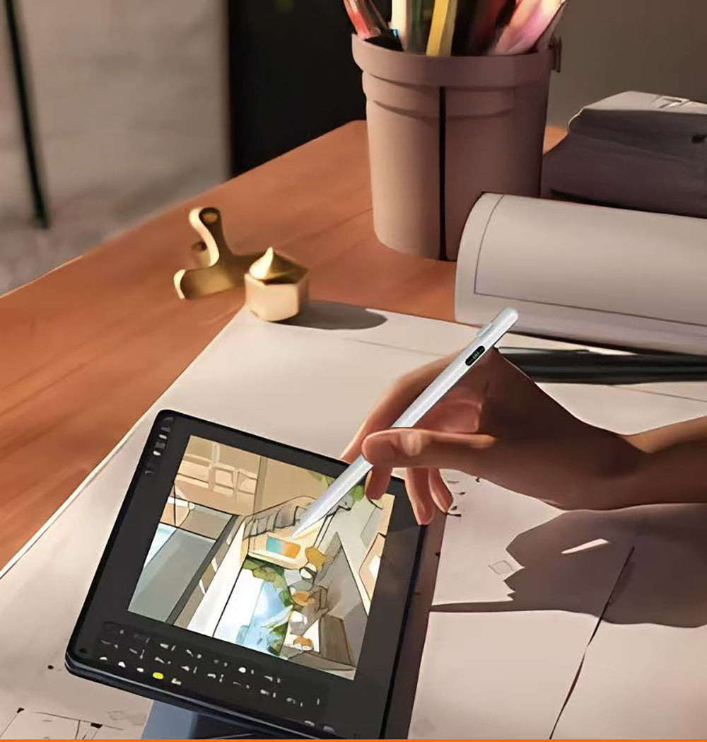 Zore Pencil 18 Stylus Universal Dijital Led Göstergeli Dokunmatik Tablet Kalemi Beyaz