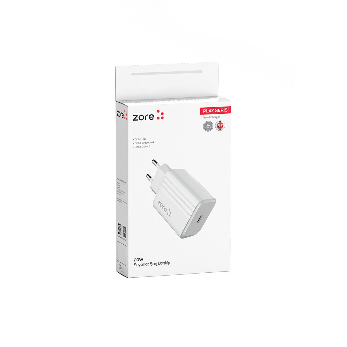 Zore Play Serisi PL2 20W PD Seyahat Şarj Aleti Beyaz