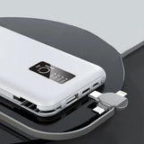 Zore PW-05 Hızlı Şarj Led Göstergeli Micro Lightning Type-C Kablolu Taşınabilir Powerbank 10000mAh Beyaz