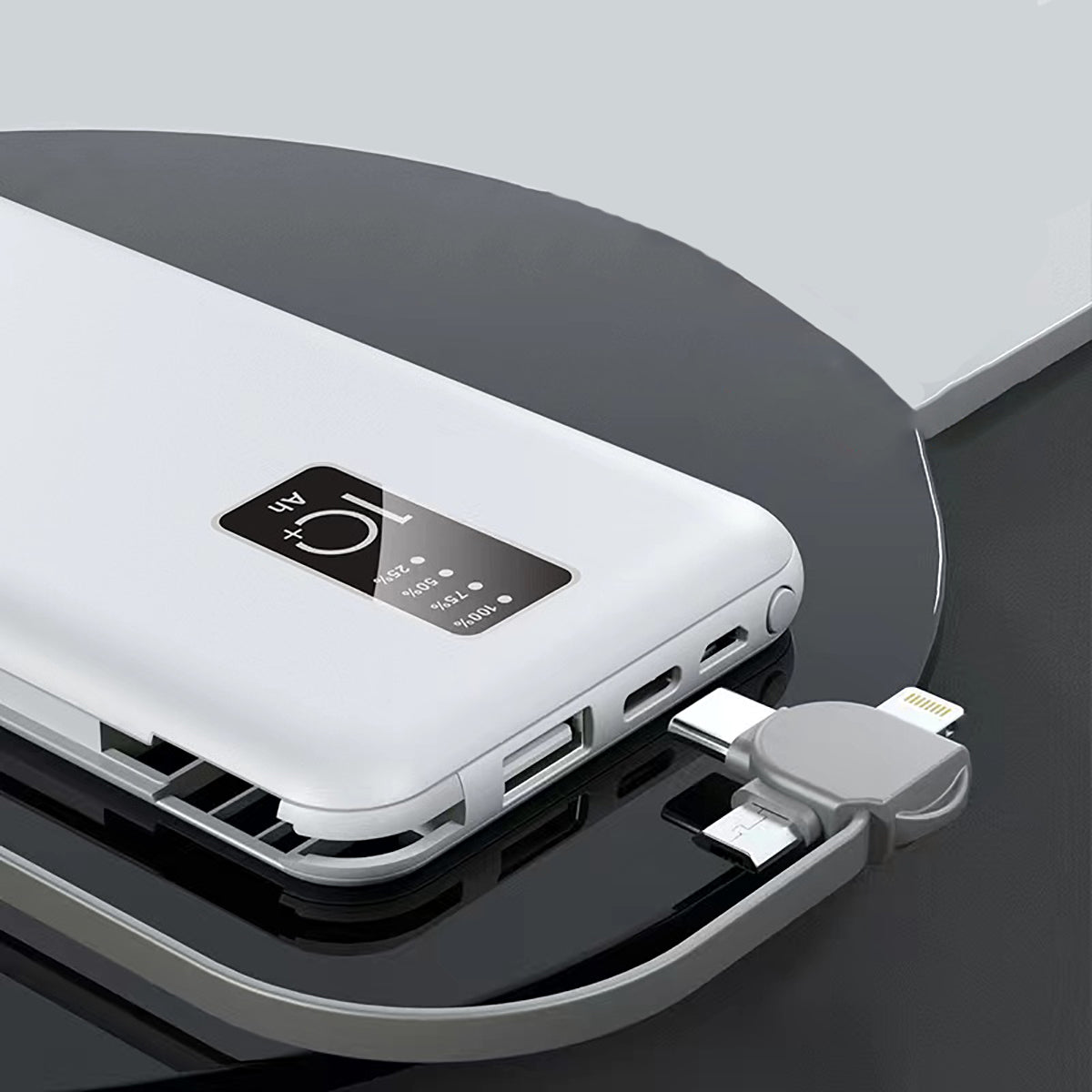 Zore PW-05 Hızlı Şarj Led Göstergeli Micro Lightning Type-C Kablolu Taşınabilir Powerbank 10000mAh Beyaz