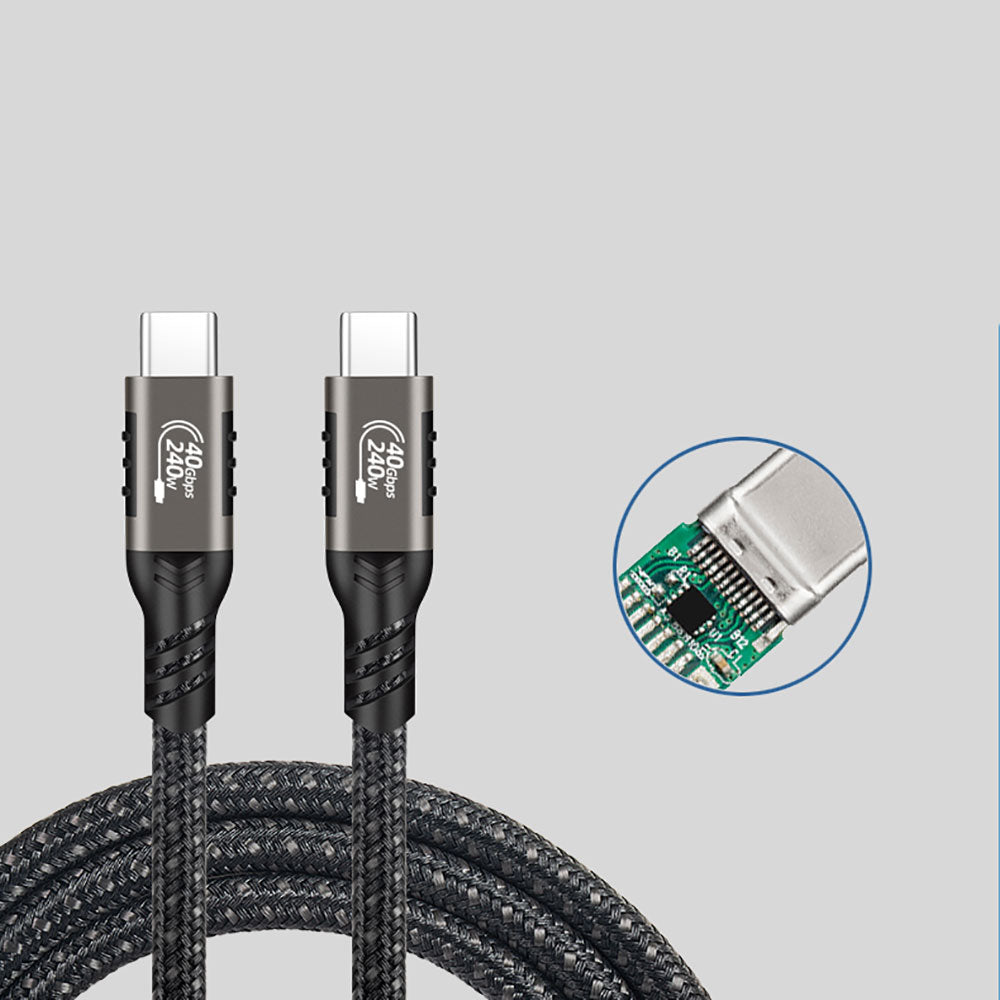 Zore QG01 Type-C to Type-C USB4 PD Data Kablosu 240W 40Gbps 8K@60Hz 0.2 Metre Siyah