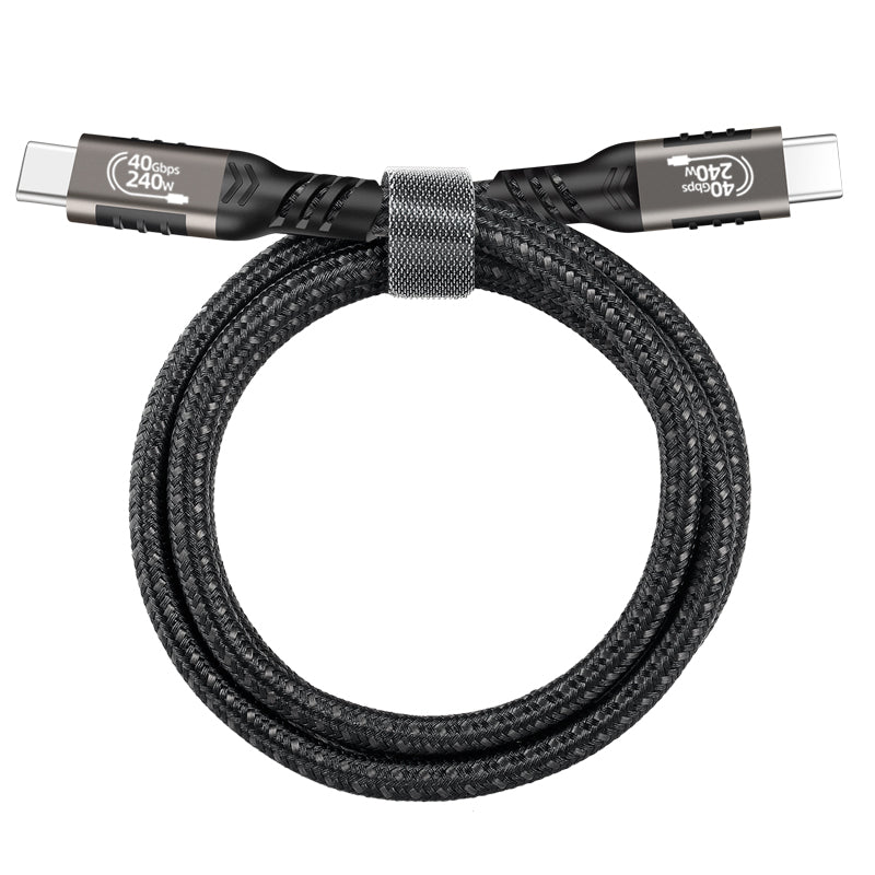 Zore QG01 Type-C to Type-C USB4 PD Data Kablosu 240W 40Gbps 8K@60Hz 1 Metre Siyah