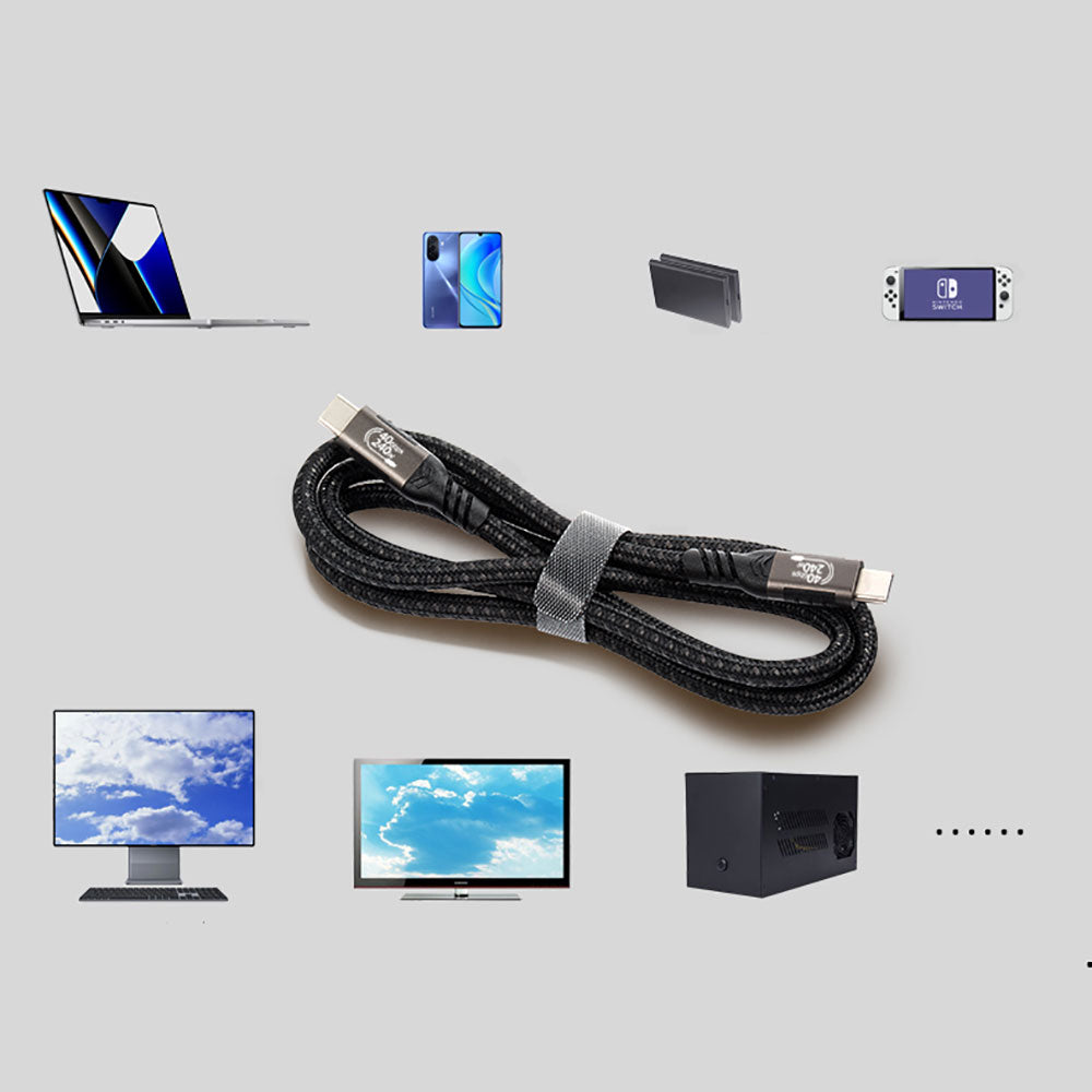 Zore QG01 Type-C to Type-C USB4 PD Data Kablosu 240W 40Gbps 8K@60Hz 1 Metre Siyah