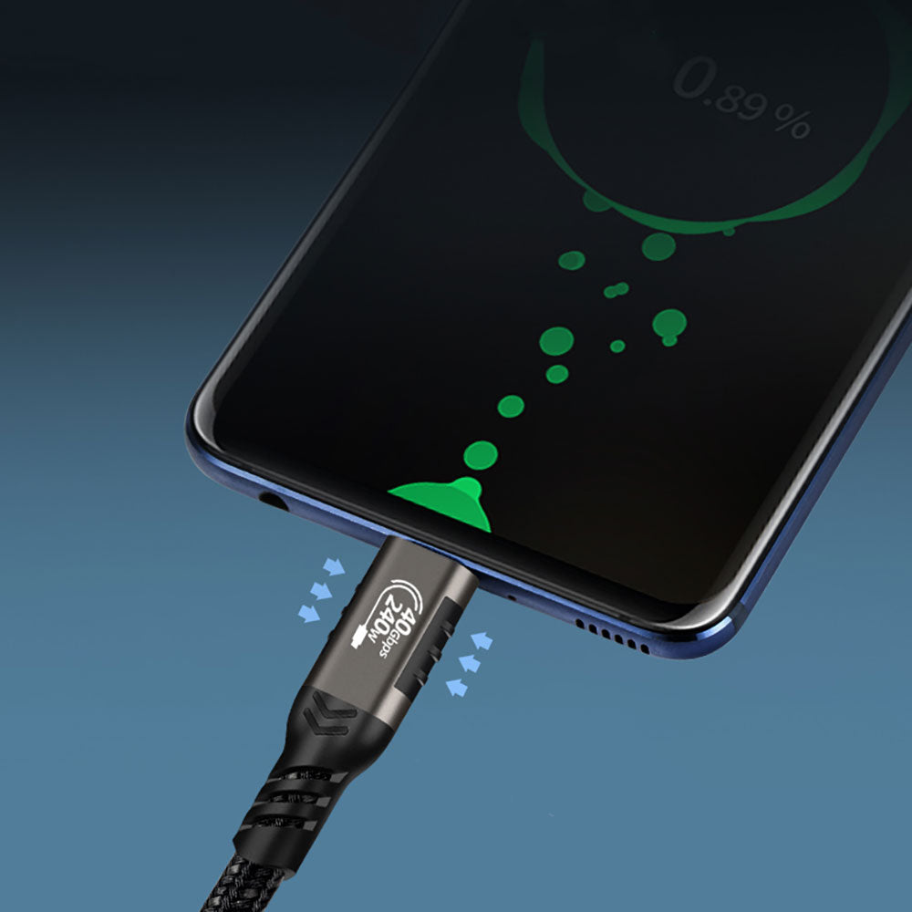 Zore QG01 Type-C to Type-C USB4 PD Data Kablosu 240W 40Gbps 8K@60Hz 1 Metre Siyah
