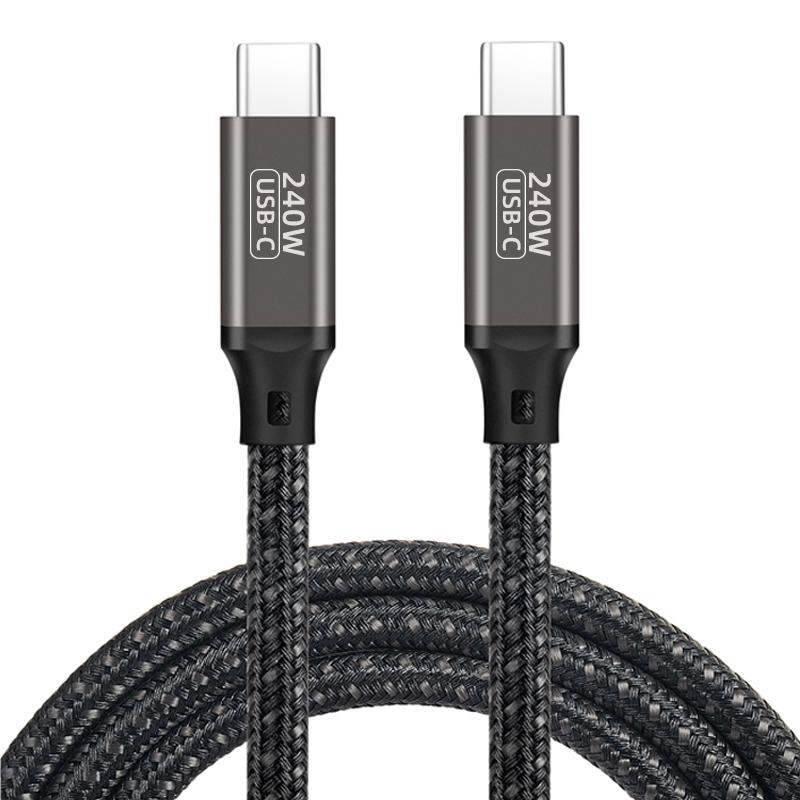 Zore QG02 Type-C to Type-C PD3.1 Data Kablosu 240W 480Mbps 0.5 Metre Siyah