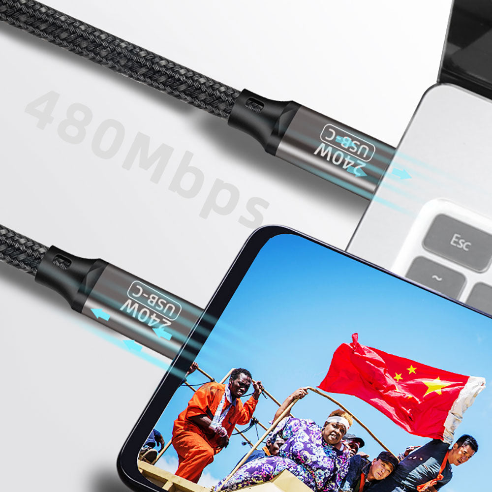Zore QG02 Type-C to Type-C PD3.1 Data Kablosu 240W 480Mbps 1 Metre Siyah