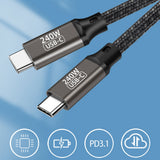 Zore QG02 Type-C to Type-C PD3.1 Data Kablosu 240W 480Mbps 1 Metre Siyah
