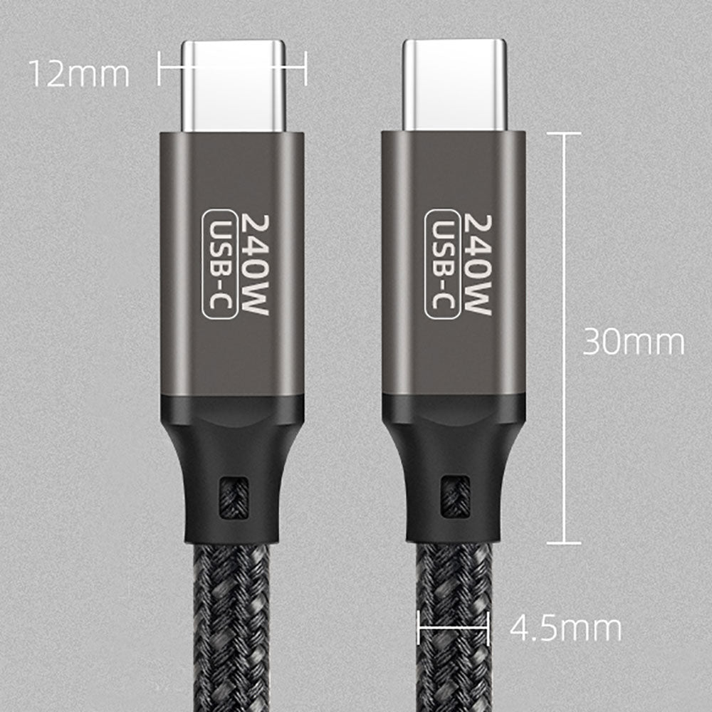 Zore QG02 Type-C to Type-C PD3.1 Data Kablosu 240W 480Mbps 1 Metre Siyah