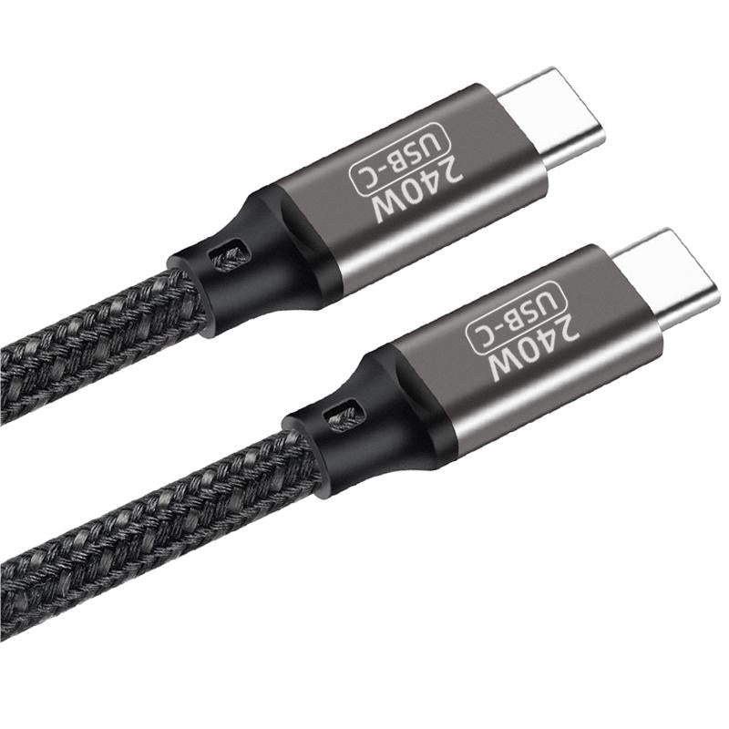 Zore QG02 Type-C to Type-C PD3.1 Data Kablosu 240W 480Mbps 2 Metre Siyah