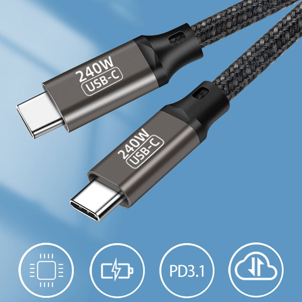 Zore QG02 Type-C to Type-C PD3.1 Data Kablosu 240W 480Mbps 2 Metre Siyah