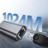 Zore QG04 Type-C to RJ45 Ethernet Dönüştürücü Kablo 1024Mbps 22cm Siyah