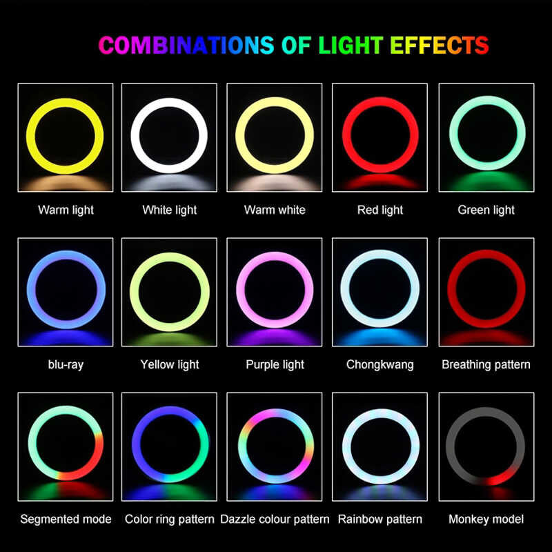 Zore RGB MJ-33 Işıklı Telefon Tutucu Ring Light Siyah