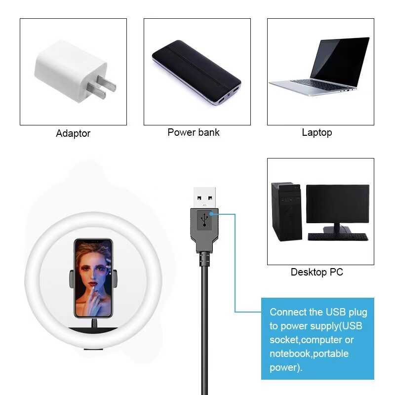 Zore RGB MJ-33 Işıklı Telefon Tutucu Ring Light Siyah