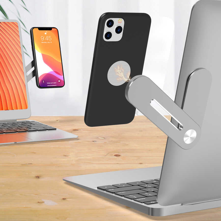 Zore SJ05 Laptop - Monitör Telefon Tutucu Gümüş