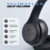 Zore ST95 Güçlü Ses Özelliği Ayarlanabilir ve Katlanabilir Kulak Üstü Bluetooth Kulaklık Siyah