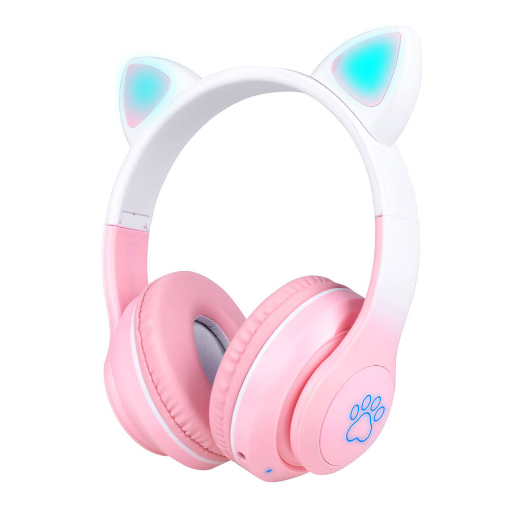 Zore STN-28 Pro Kedi Kulaklı Tasarımlı RGB Işıklı Bluetooth Kulaklık Mavi