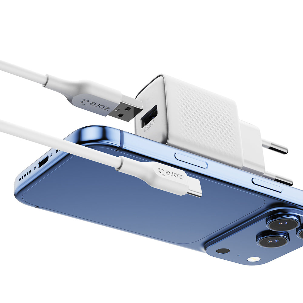 Zore Titan Serisi ZT03 USB-A to Type-C Seyahat Şarj Seti 1M Beyaz