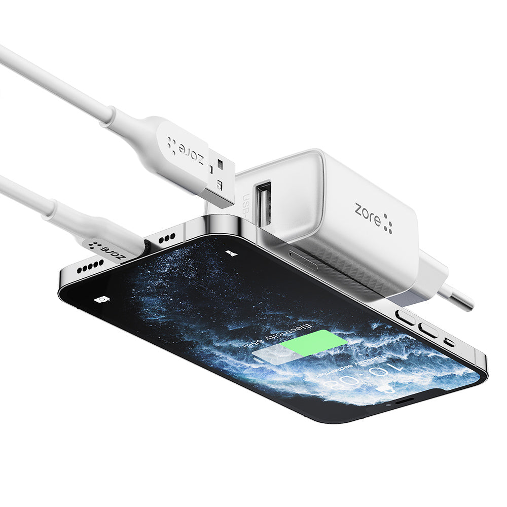 Zore Titan Serisi ZT04 USB-A to Lightning Seyahat Şarj Seti 1M Beyaz