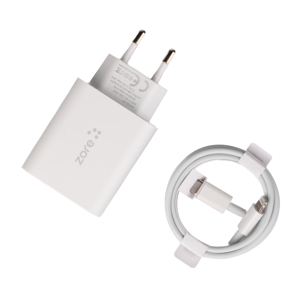 Zore XMac Serisi X7 Type-C to Lightning Ev Şarj Aleti 20W Beyaz