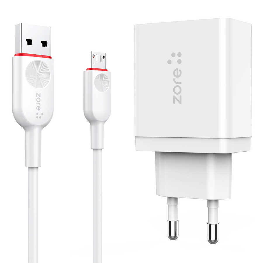Zore XMac Serisi ZR-X2 Micro 2 in 1 Şarj Seti Beyaz