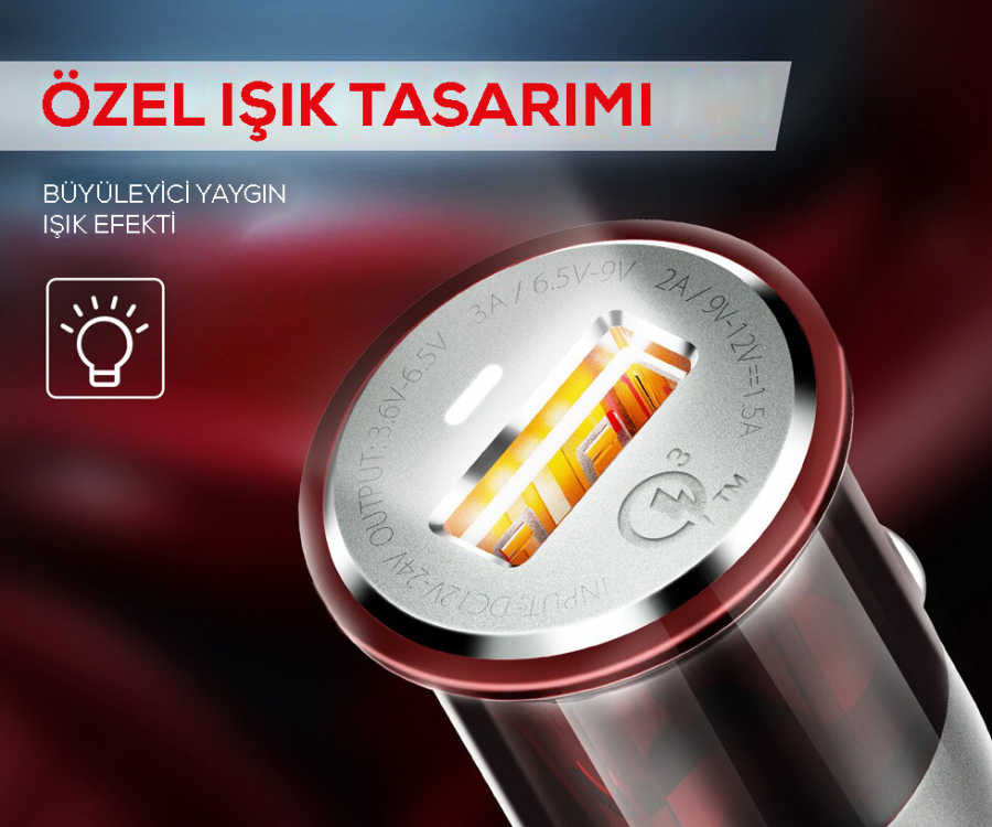 Zore ZR-C304Q Micro Araç Şarj Seti Siyah