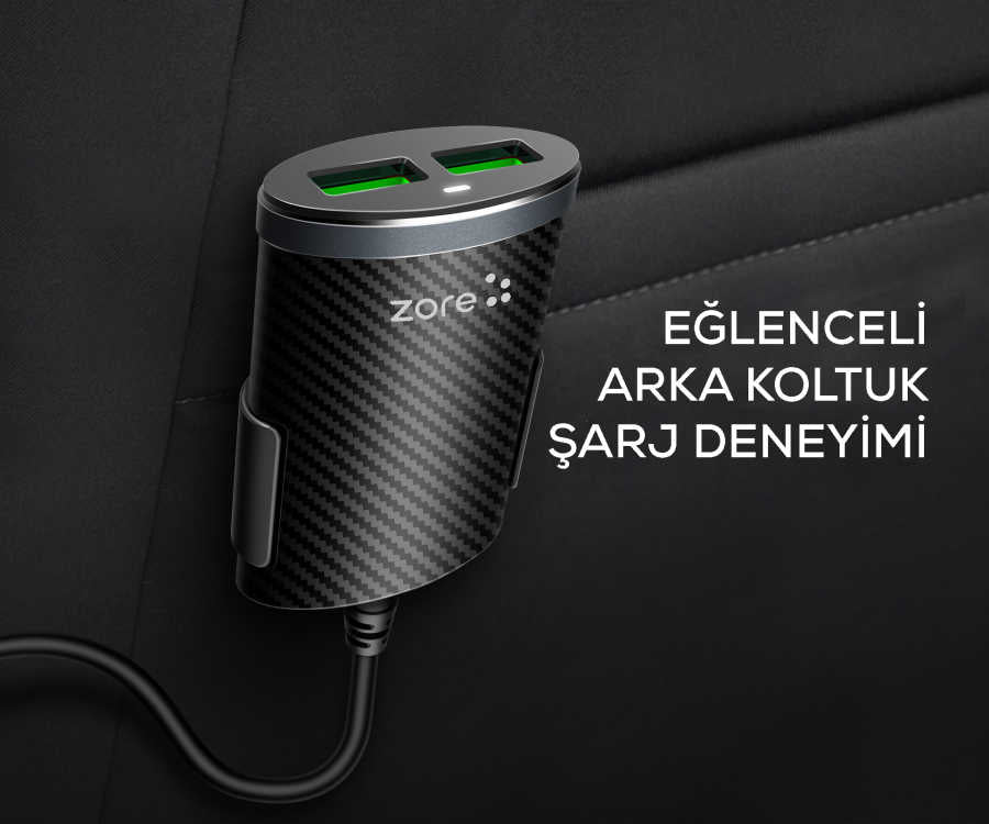 Zore ZR-C502 2+2 Araç Şarj Seti Siyah