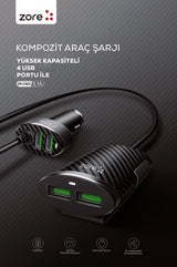 Zore ZR-C502 2+2 Araç Şarj Seti Siyah