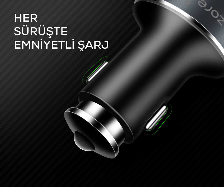 Zore ZR-C502 2+2 Araç Şarj Seti Siyah