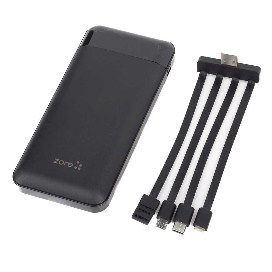 Zore ZR-PW01 Type-C - Micro - Lightning Led Göstergeli Taşınabilir Powerbank 10000 mAh Siyah