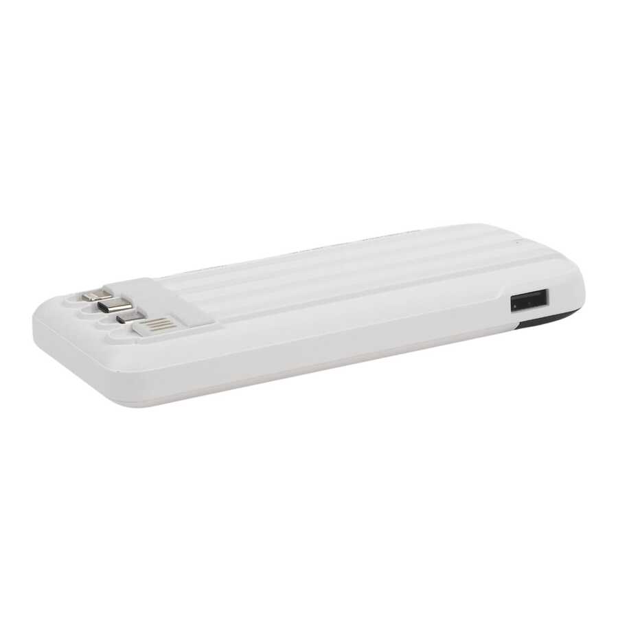 Zore ZR-PW01 Type-C - Micro - Lightning Led Göstergeli Taşınabilir Powerbank 10000 mAh Beyaz