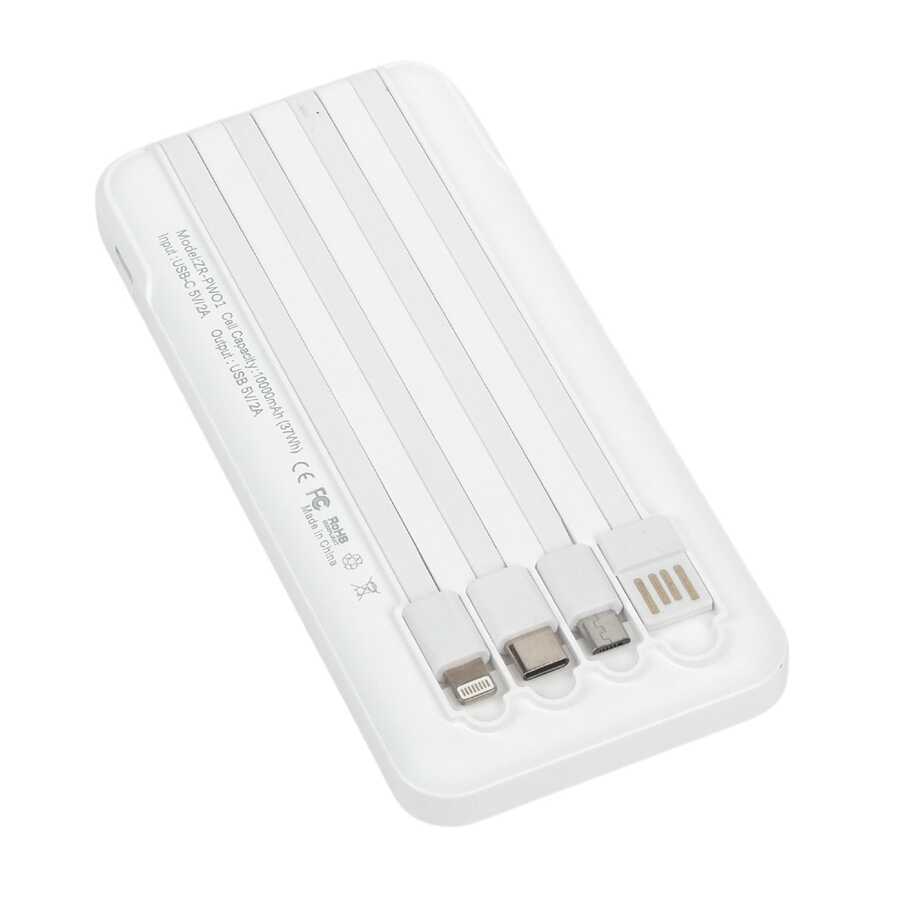 Zore ZR-PW01 Type-C - Micro - Lightning Led Göstergeli Taşınabilir Powerbank 10000 mAh Siyah