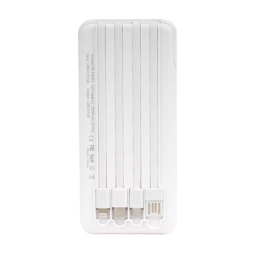 Zore ZR-PW01 Type-C - Micro - Lightning Led Göstergeli Taşınabilir Powerbank 10000 mAh Siyah