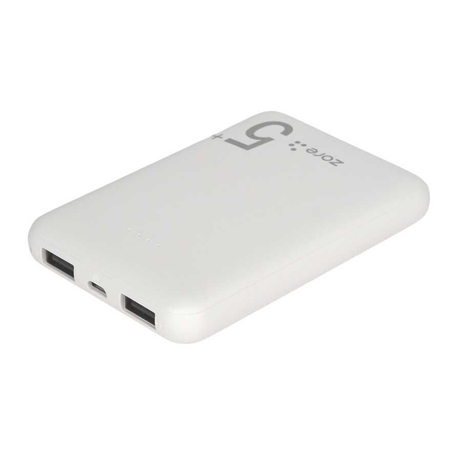 Zore ZR-PW04 Led Işıklı Taşınabilir Powerbank 5000 mAh Beyaz