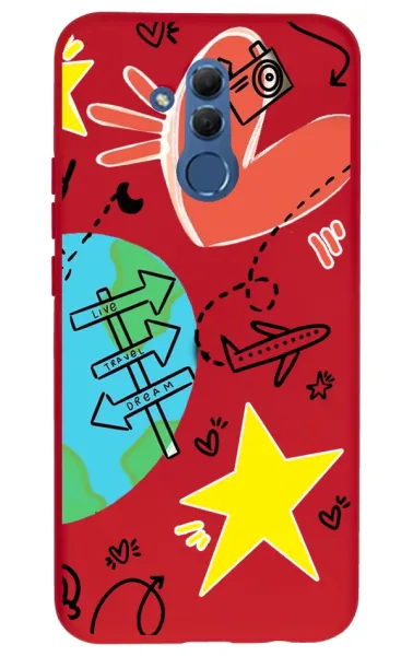 Huawei Mate 20 Lite Lansman Kılıf - World Kırmızı