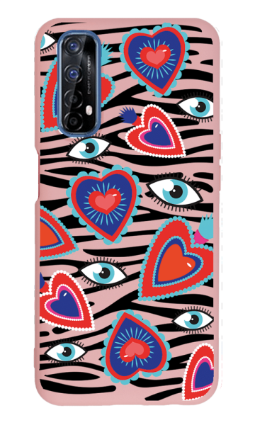 Realme 7 Lansman Kılıf - Eye Of The Heart Pembe