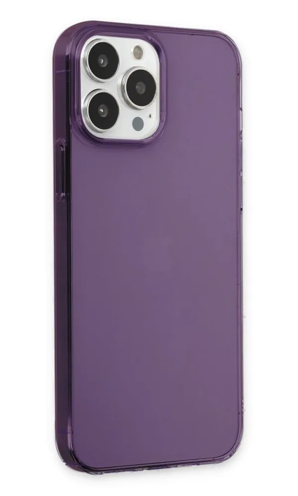 iPhone 13 Pro Kılıf Pc Sert Şeffaf Kapak 01 - Deep Mor