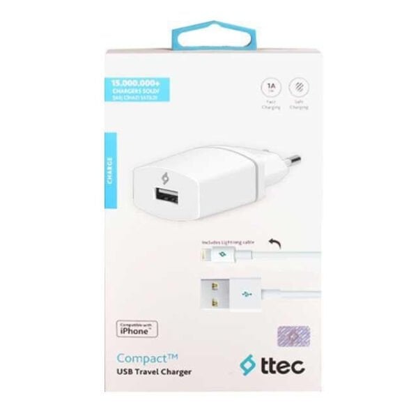Ttec 2SCS20LB Smartcharger Seyahat Şarj Aleti 2A ve Lightning Kablo Beyaz